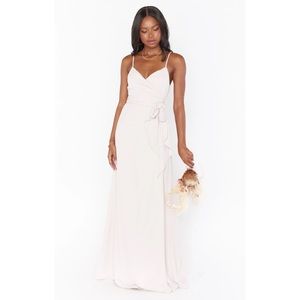 Show Me Your Mumu Liz Maxi Wrap Dress in Show Me The Ring Crisp, size S